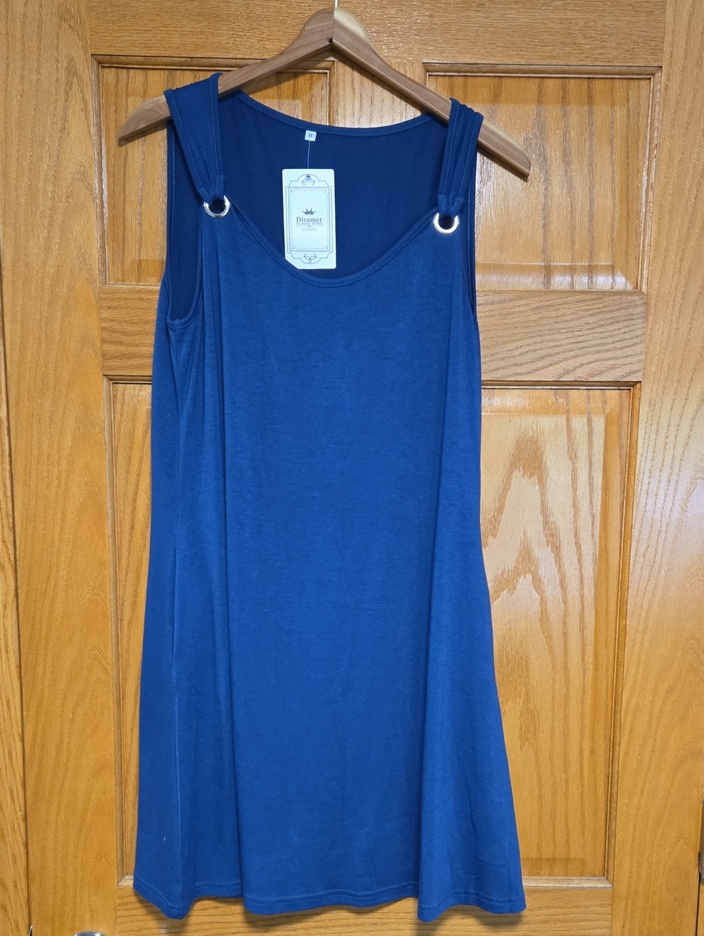 DISAMER Women's Sleeveless Ring-Detail Knit Tank Dress - Navy Blue